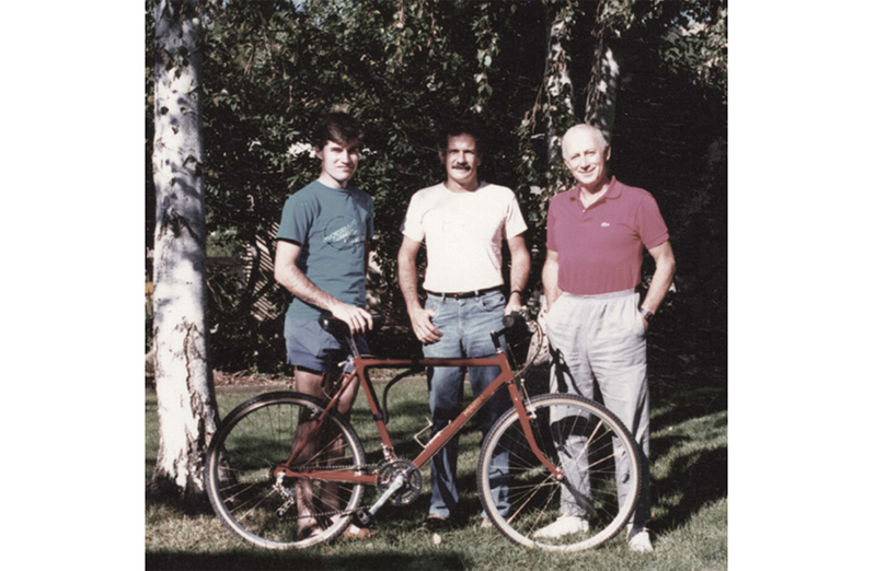 Racer Joe Murray, Founder Bob Buckley, and an unidentified man (Bob's father?)